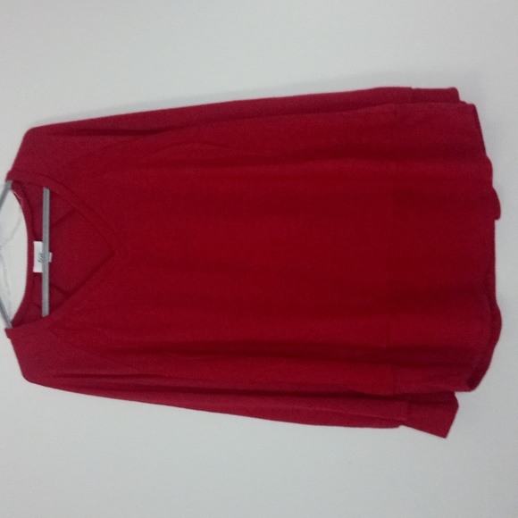🍁 Fyve, red ,thin knit top, long sleeve,V neck sweater NWT. Size 2x - Picture 2 of 11